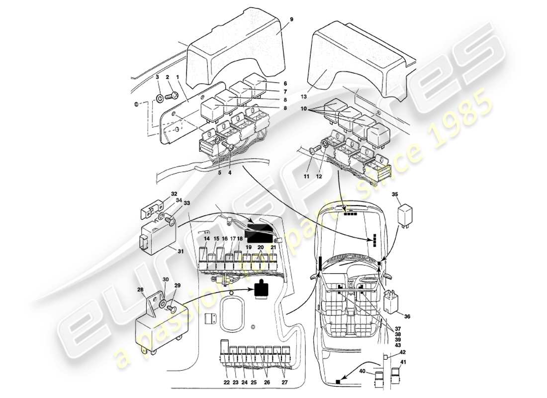 aston martin v8 volante (1998) relays, vin 89027 on part diagram