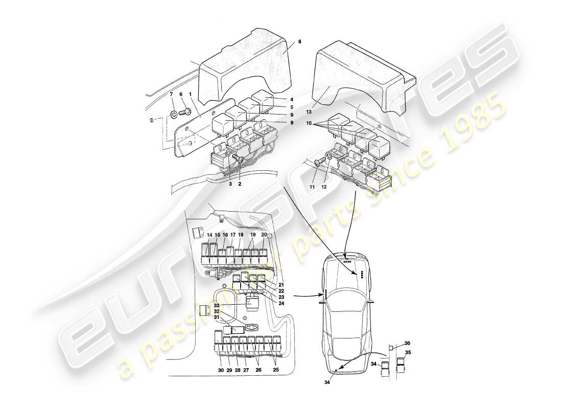 aston martin v8 coupe (2000) relays, vin v79092 on part diagram