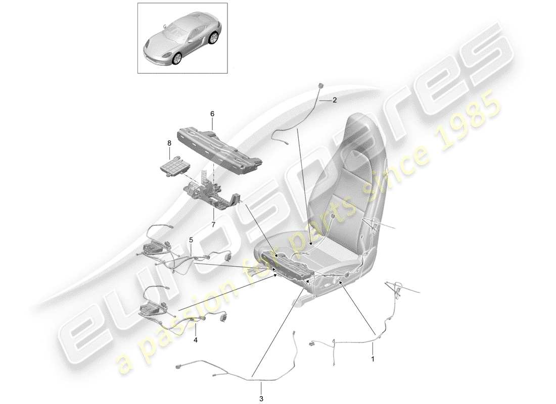porsche 718 cayman (2017) wiring harnesses parts diagram