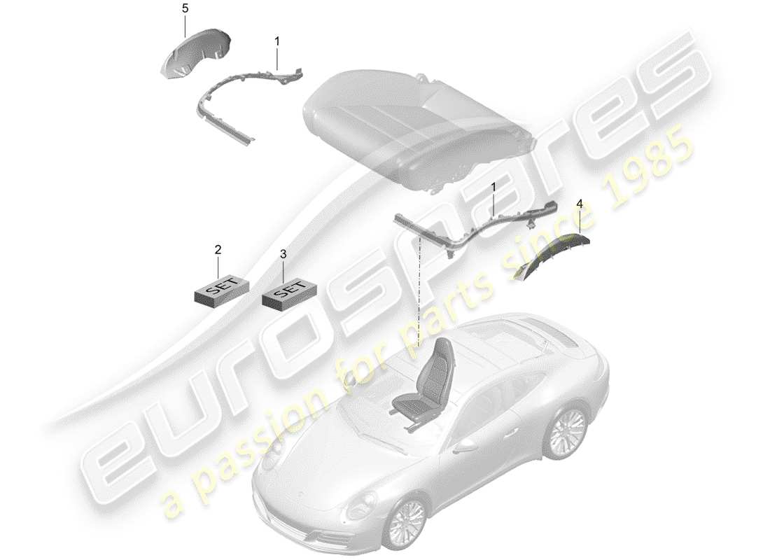 porsche 991 gen. 2 (2019) padding for seat part diagram