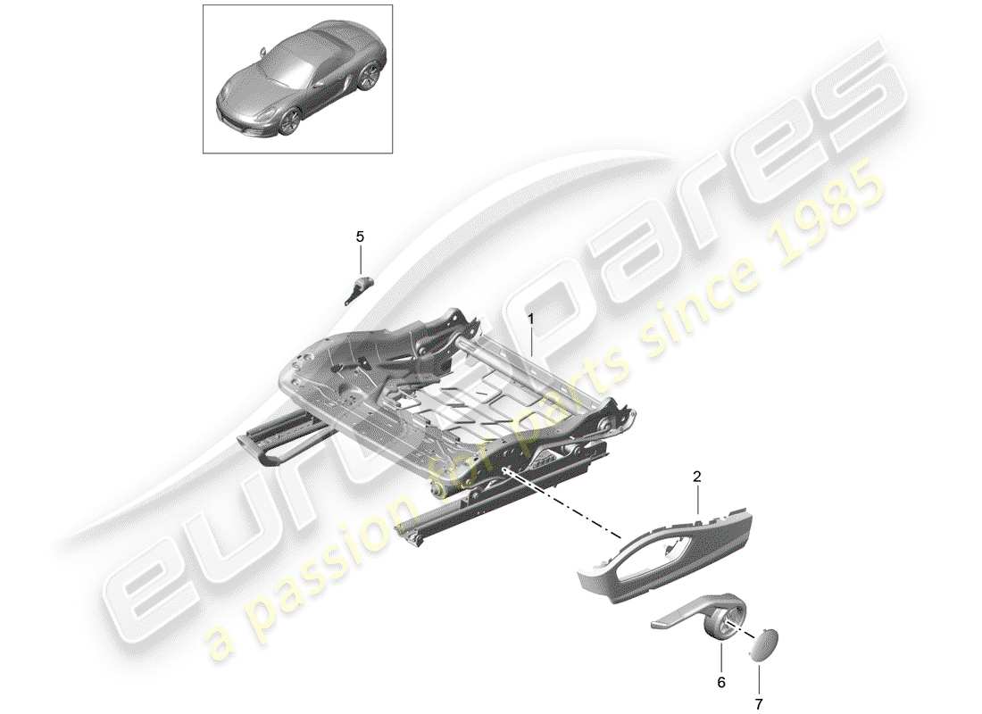 porsche boxster 981 (2015) seat frame parts diagram