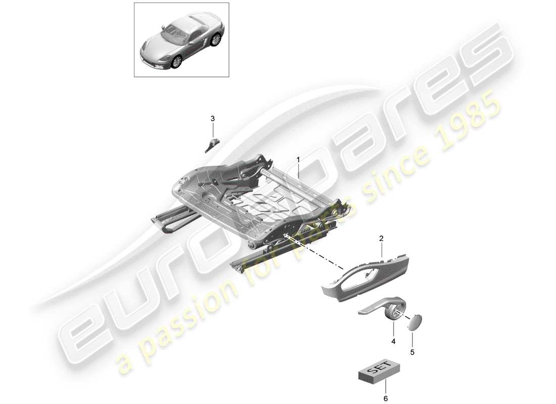 porsche 718 boxster (2019) seat frame part diagram