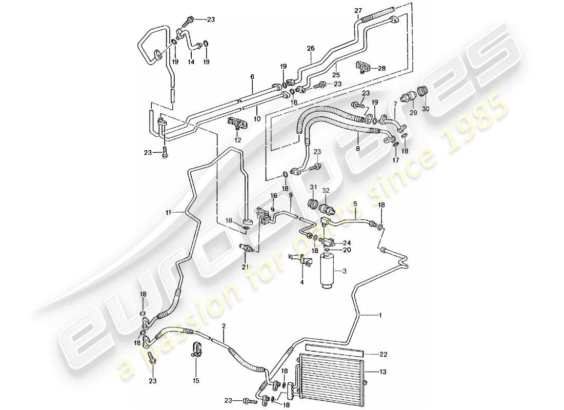 porsche 996 gt3 (2003) refrigerant circuit part diagram