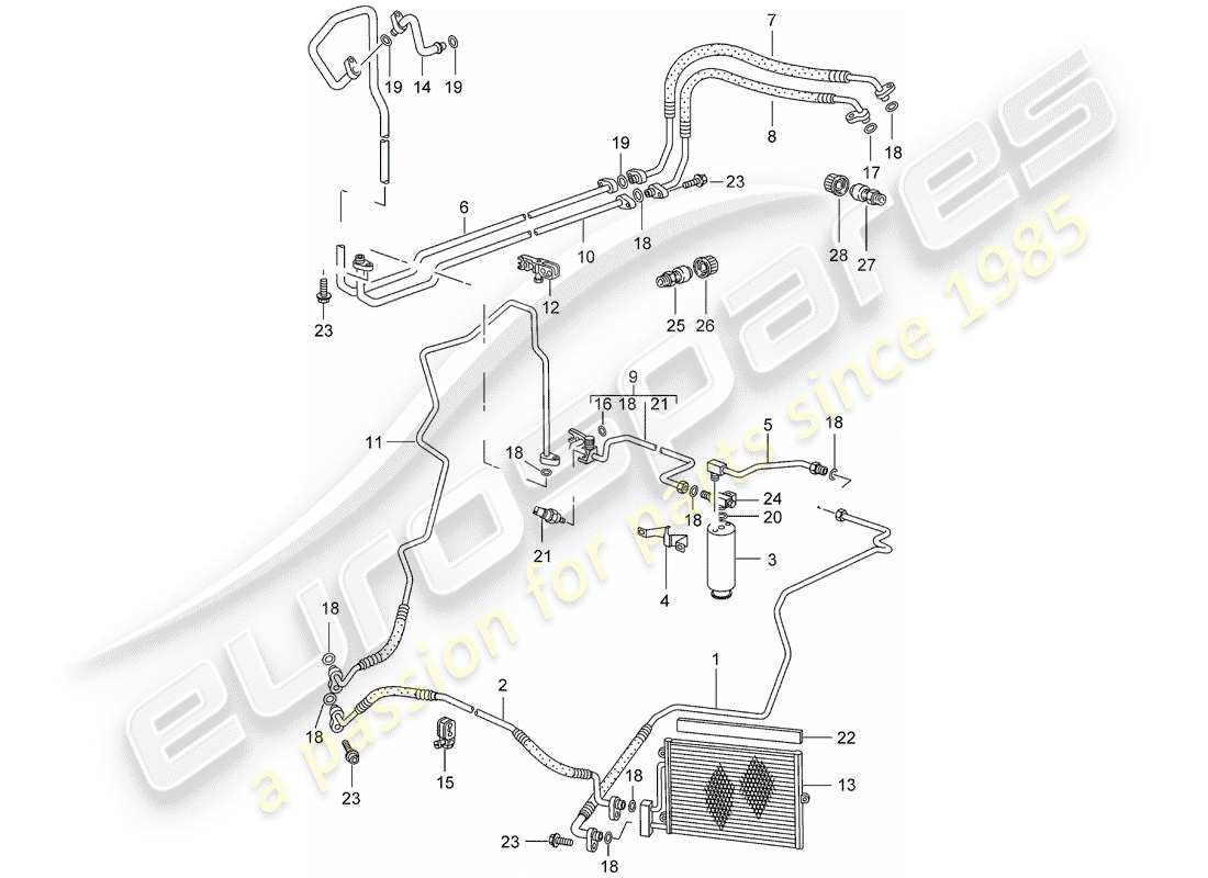 porsche cayman 987 (2006) refrigerant circuit part diagram