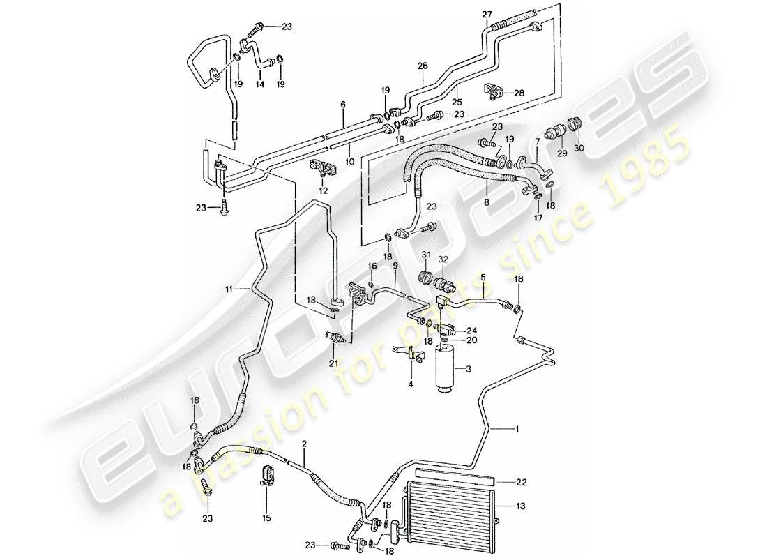 porsche 996 gt3 (2004) refrigerant circuit parts diagram