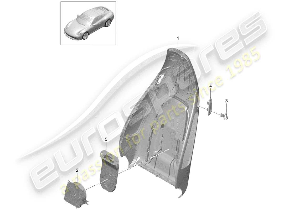 porsche 991 gen. 2 (2018) backrest shell part diagram