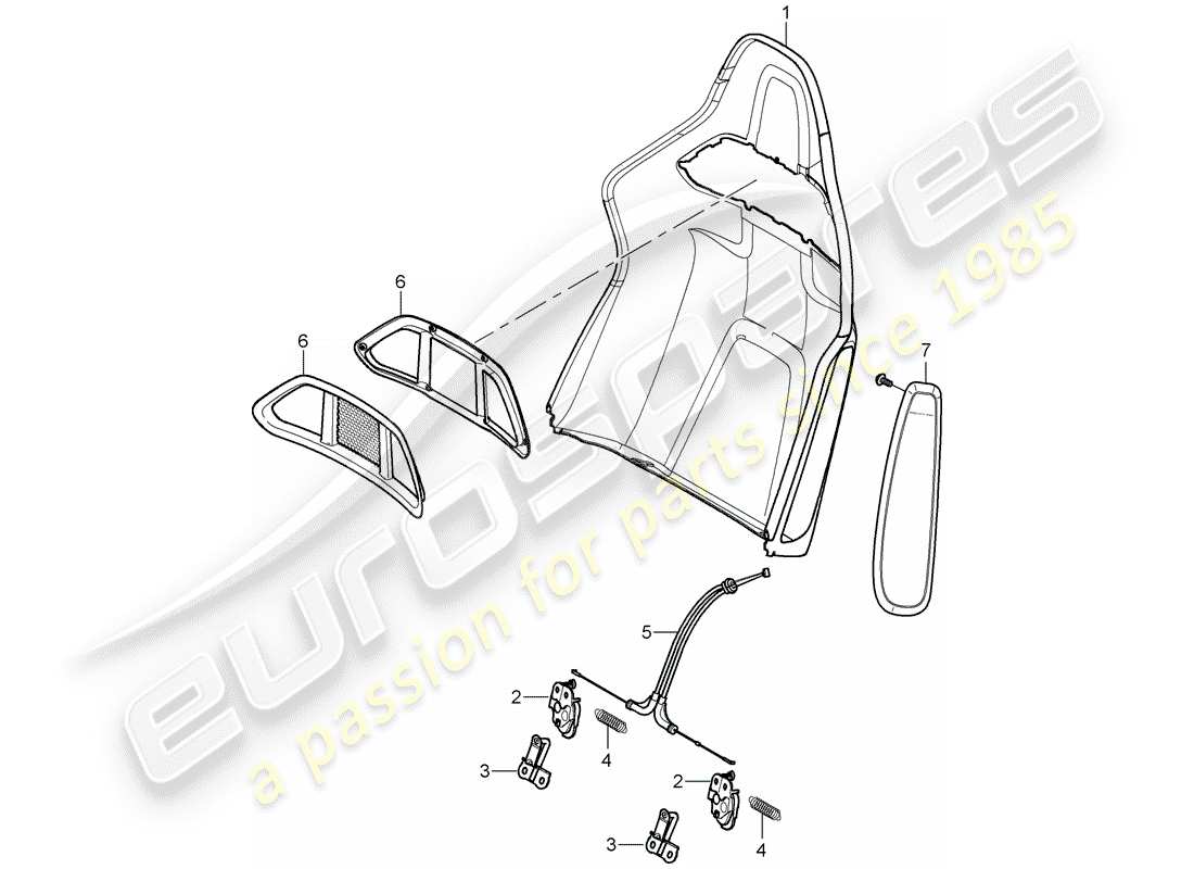 porsche boxster 987 (2006) backrest shell parts diagram