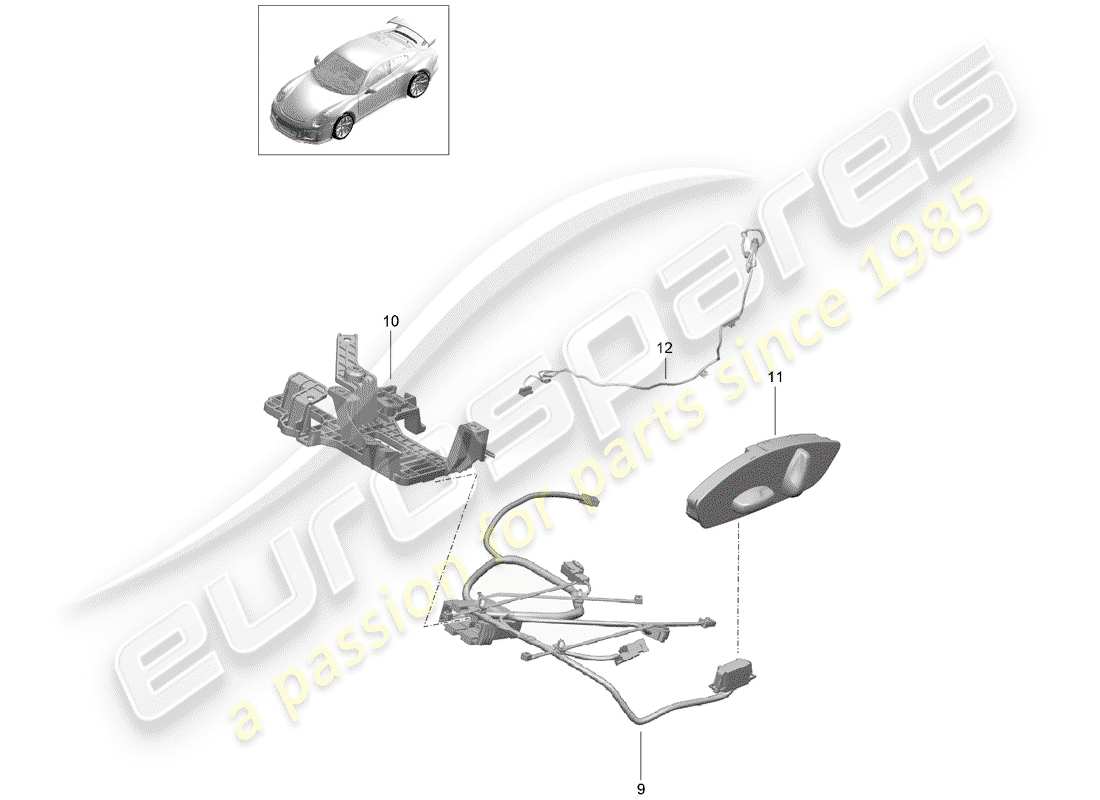 porsche 991r/gt3/rs (2020) wiring harnesses parts diagram