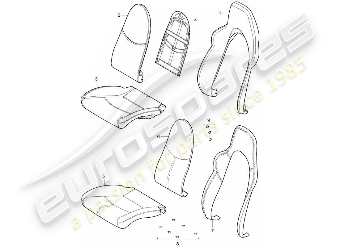 porsche 997 t/gt2 (2007) foam part part diagram