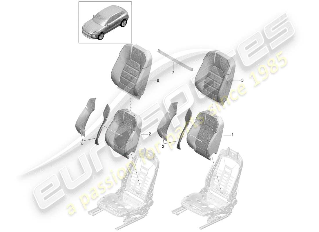 porsche macan (2020) foam part part diagram