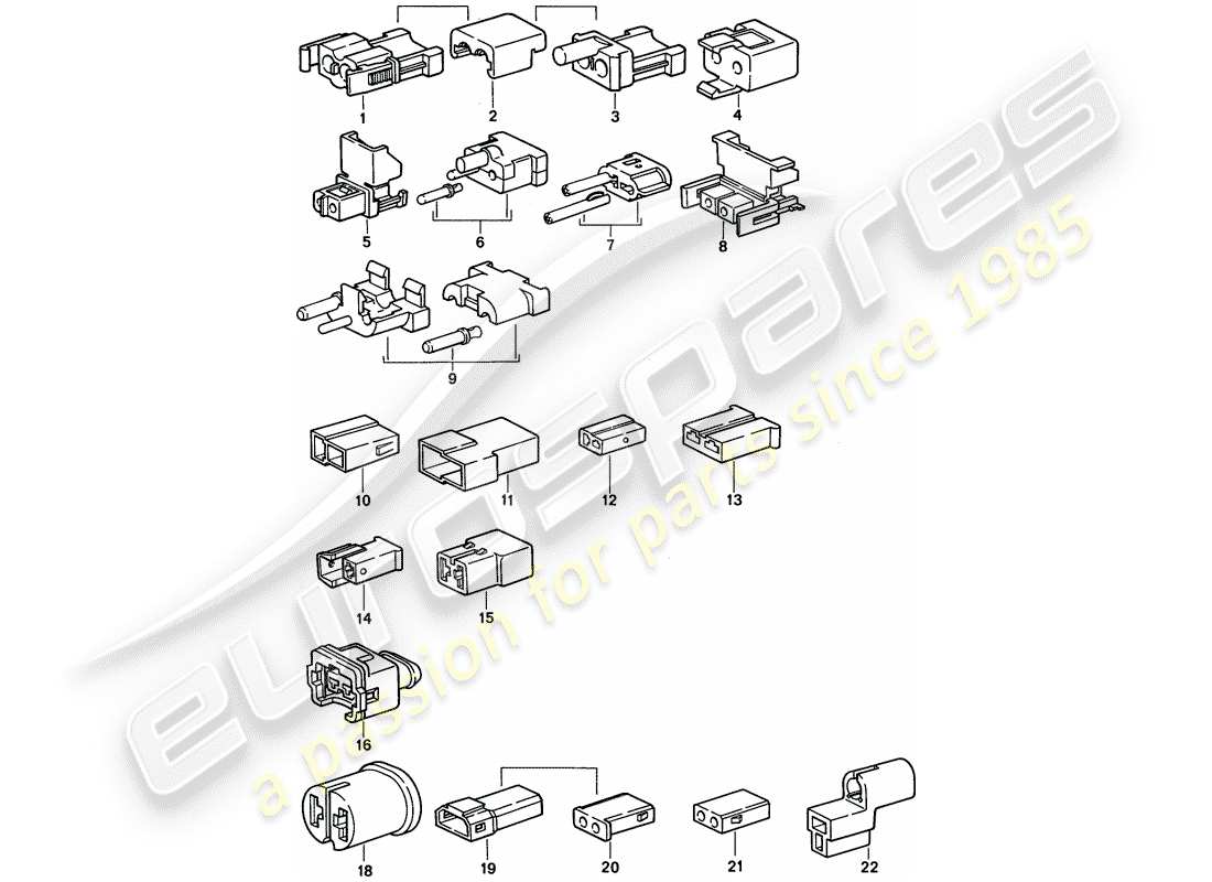 porsche 968 (1994) connector housing parts diagram