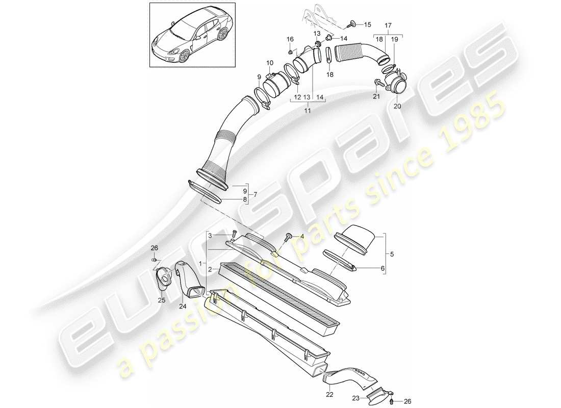 porsche panamera 970 (2016) air cleaner system part diagram