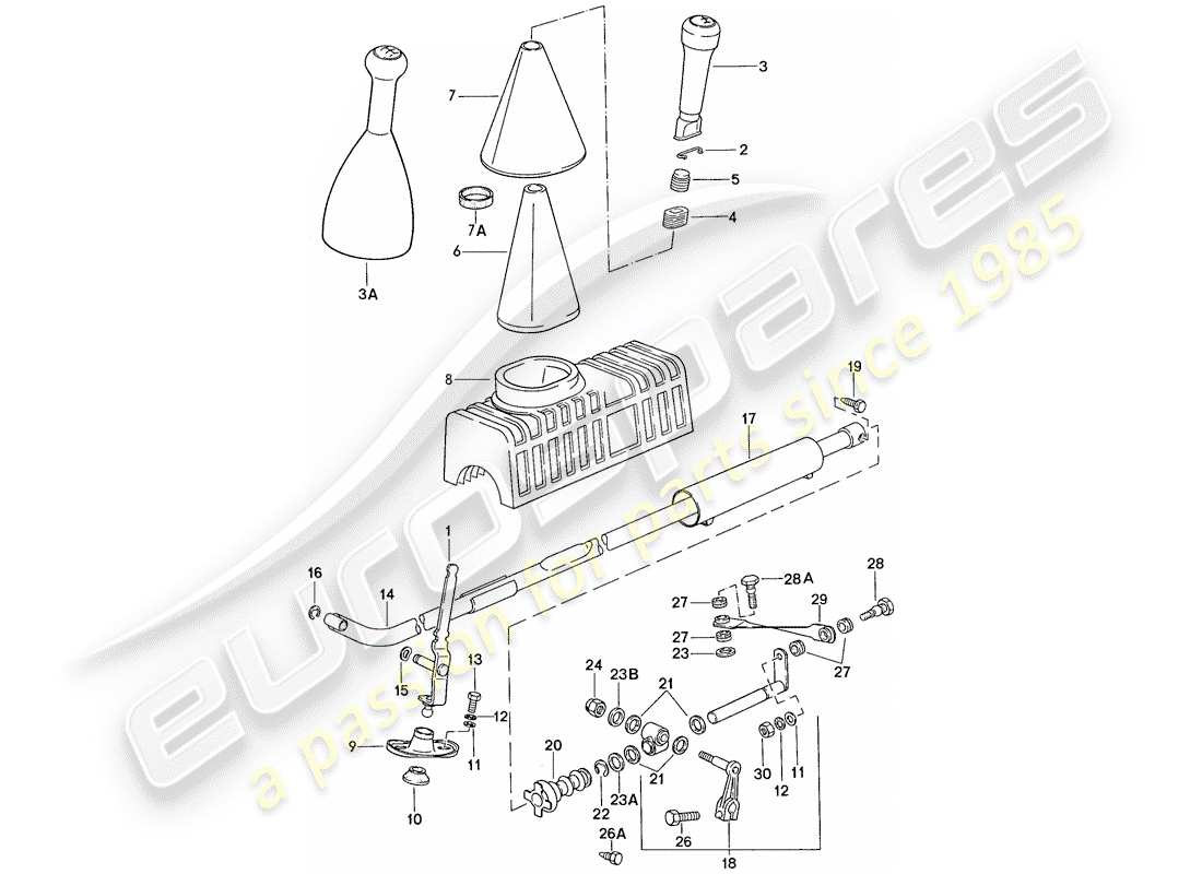 porsche 944 (1989) actuator - for - manual gearbox part diagram