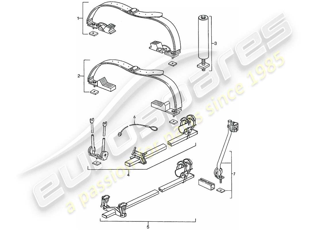 porsche 944 (1989) roof transport system part diagram