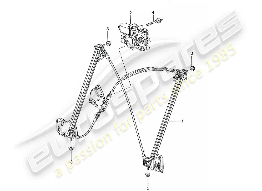 porsche 996 t/gt2 (2003) window regulator parts diagram