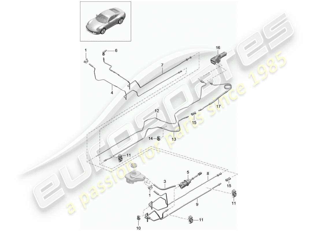 porsche 991 (2012) hydraulic clutch part diagram