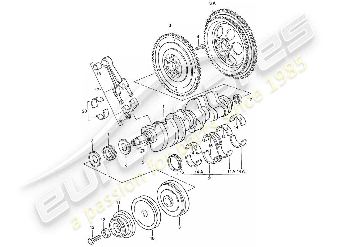 porsche 928 (1991) crankshaft - connecting rod parts diagram