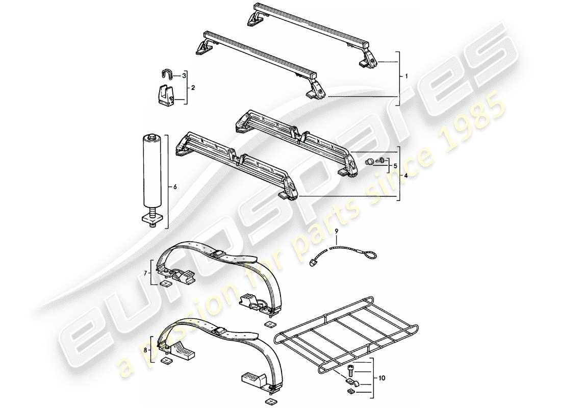 porsche 924 (1980) roof transport system - until - 35 kg - d >> - mj 1981 part diagram