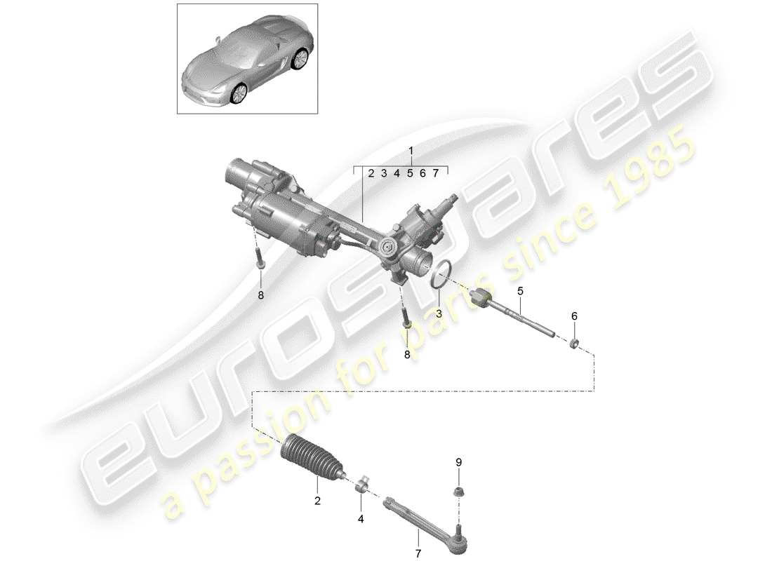 porsche 2016 steering gear parts diagram