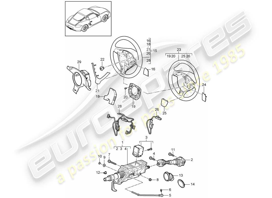 porsche cayman 987 (2012) steering protective pipe part diagram
