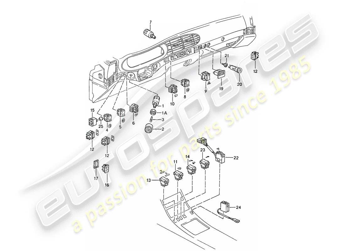 porsche 944 (1989) switch - clock part diagram