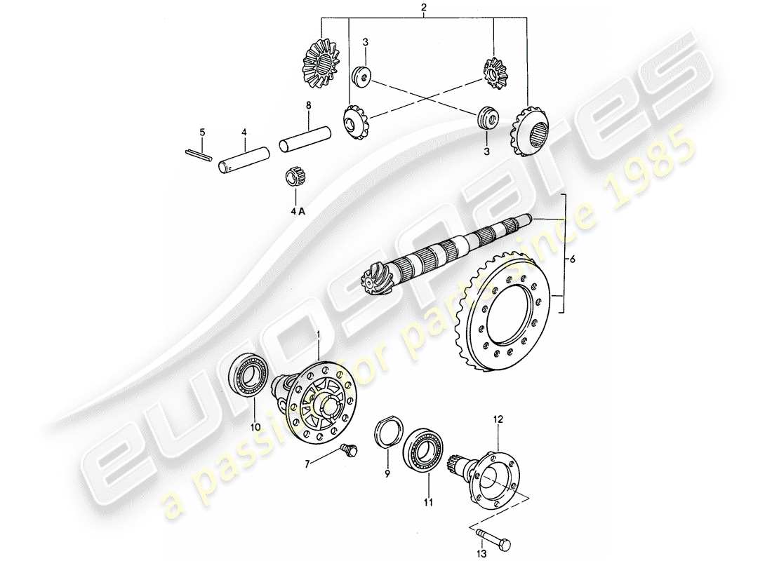 porsche 968 (1992) manual gearbox - differential part diagram