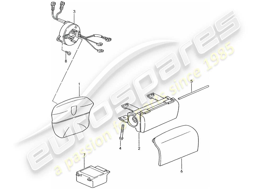 porsche boxster 986 (2000) airbag parts diagram