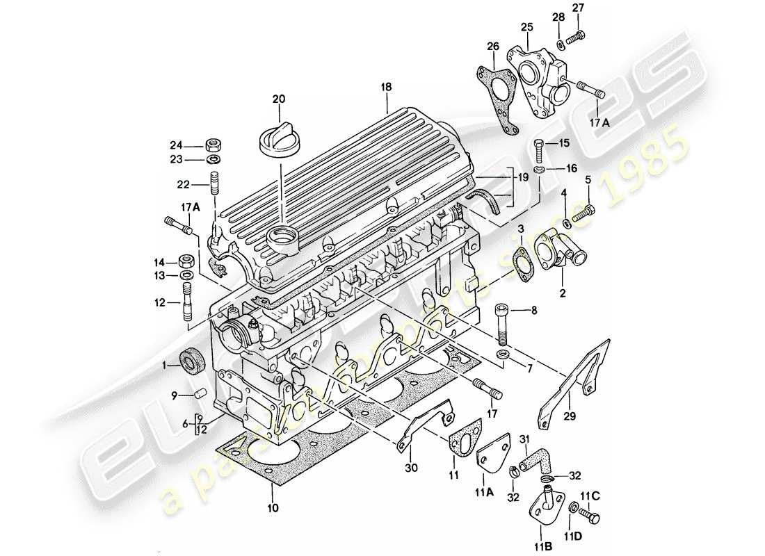 porsche 924 (1976) cylinder head parts diagram