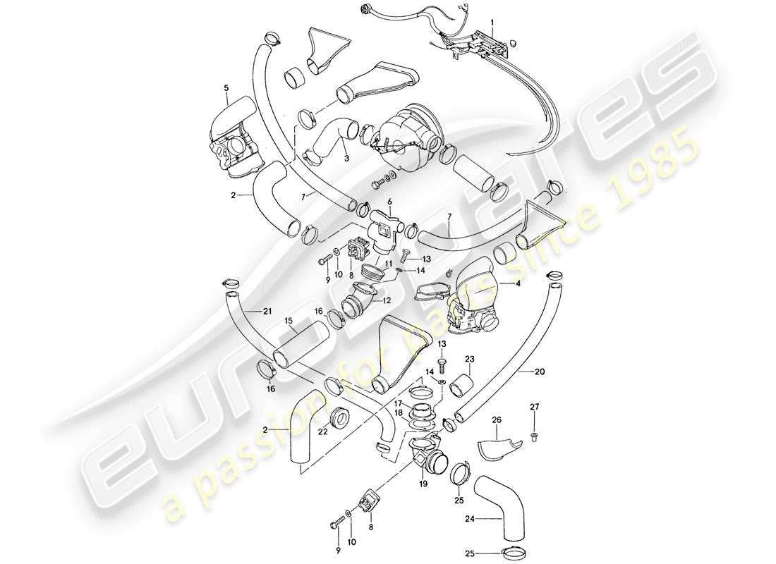 porsche 911 (1975) air conditioner - cooling air duct part diagram