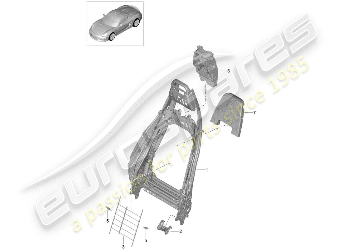 porsche 2016 backrest frame parts diagram