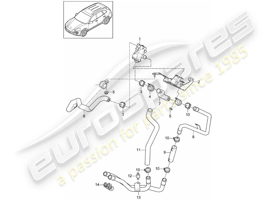 porsche cayenne e2 (2013) hose part diagram