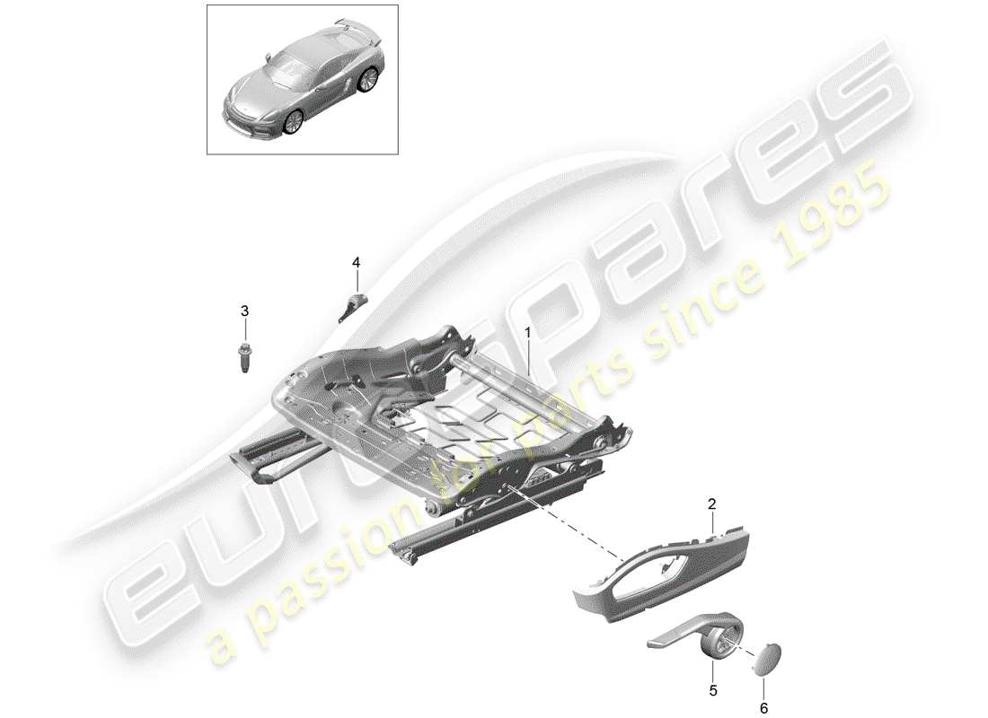 porsche 2016 seat frame part diagram