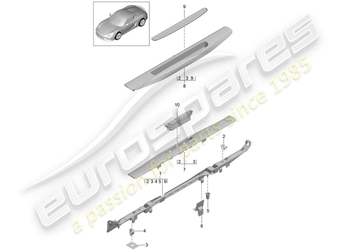 porsche 2016 scuff plate - sill panel part diagram