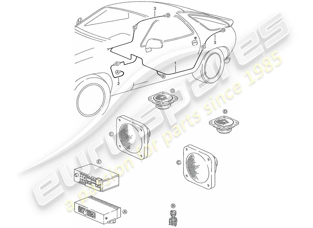 porsche 928 (1991) harness - loudspeaker parts diagram