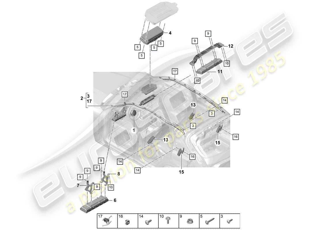 porsche cayenne e3 (2019) airbag part diagram