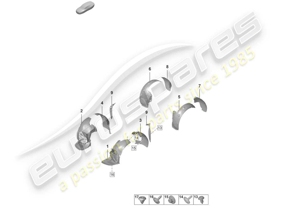 porsche 992 (2020) wheelhouse protector part diagram