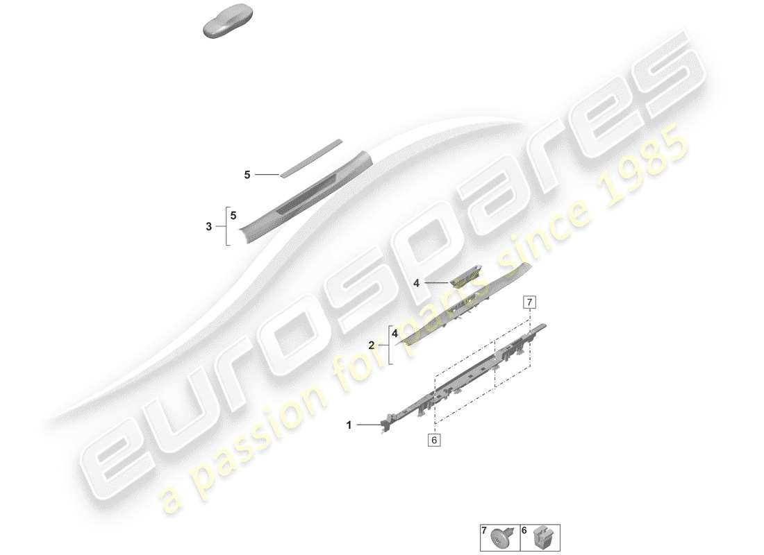 porsche 2020 side member trim part diagram