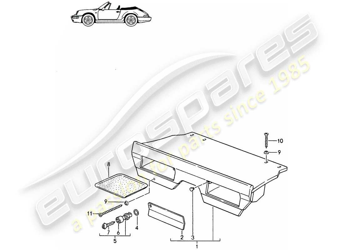 porsche seat 944/968/911/928 (1986) luggage rack - - d >> - mj 1991 parts diagram