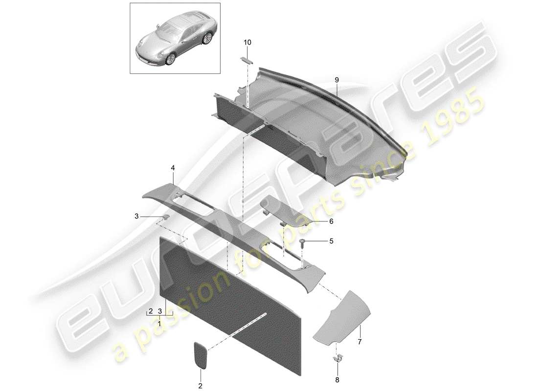 porsche 991 gen. 2 (2019) lining part diagram