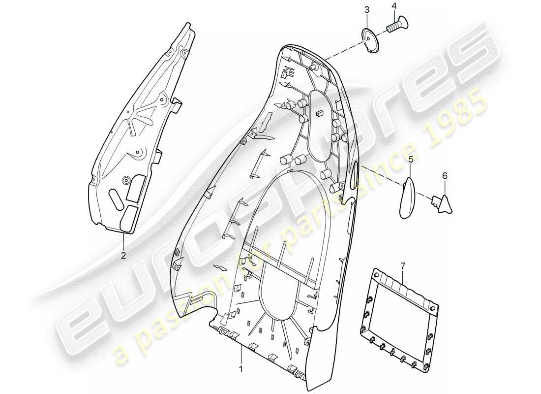 porsche boxster 987 (2006) backrest shell parts diagram