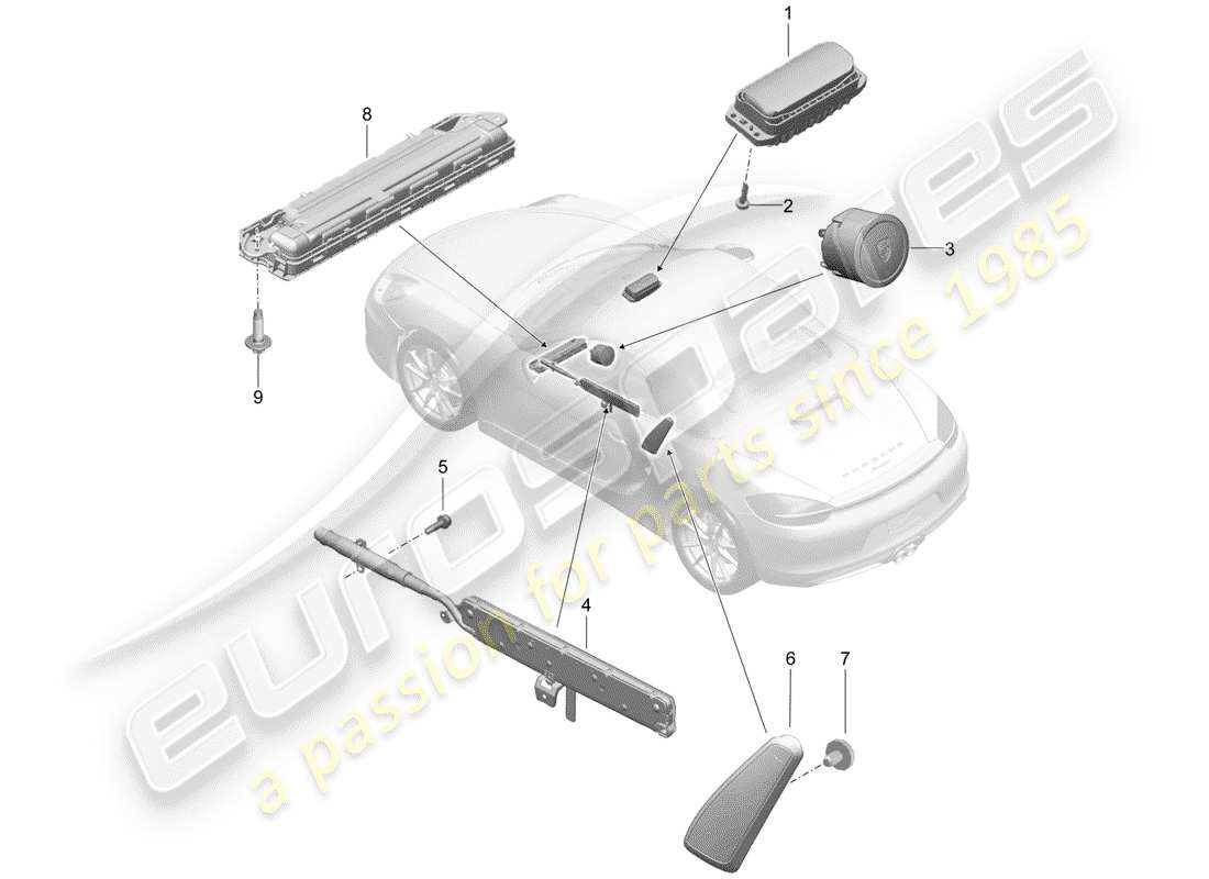 porsche boxster 981 (2013) airbag parts diagram