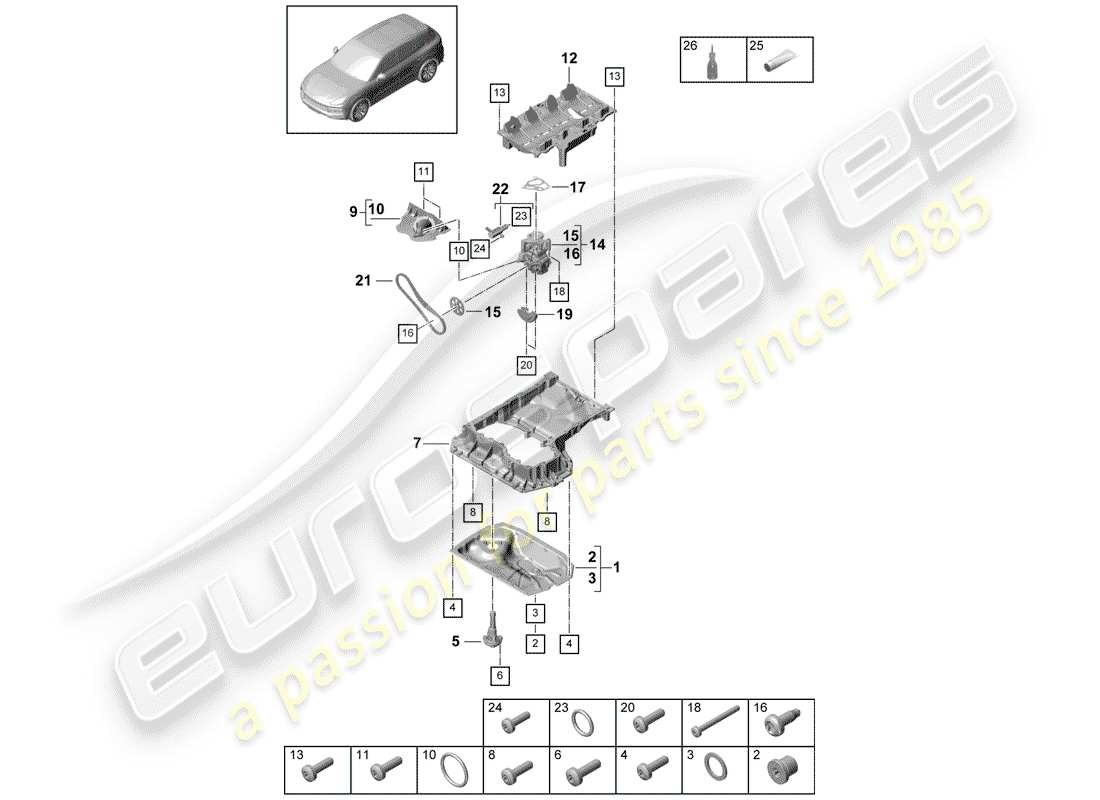 porsche cayenne e3 (2018) oil-conducting housing part diagram