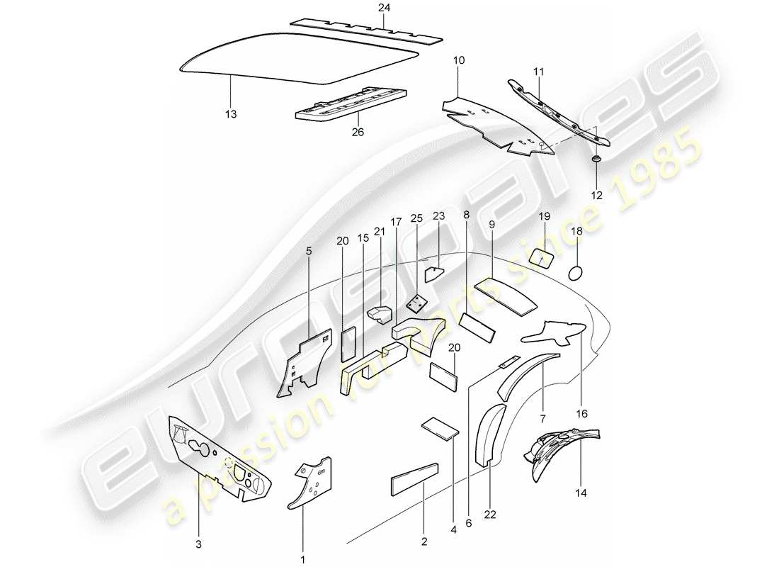 porsche 997 t/gt2 (2007) body shell part diagram