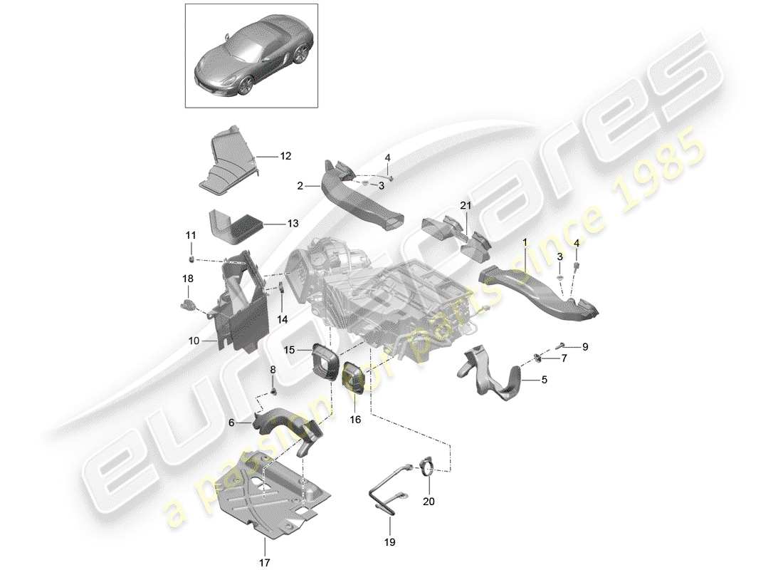 porsche boxster 981 (2013) air duct parts diagram