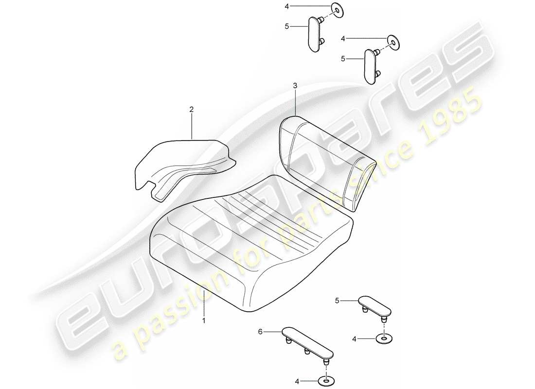 porsche 997 (2005) back seat cushion parts diagram