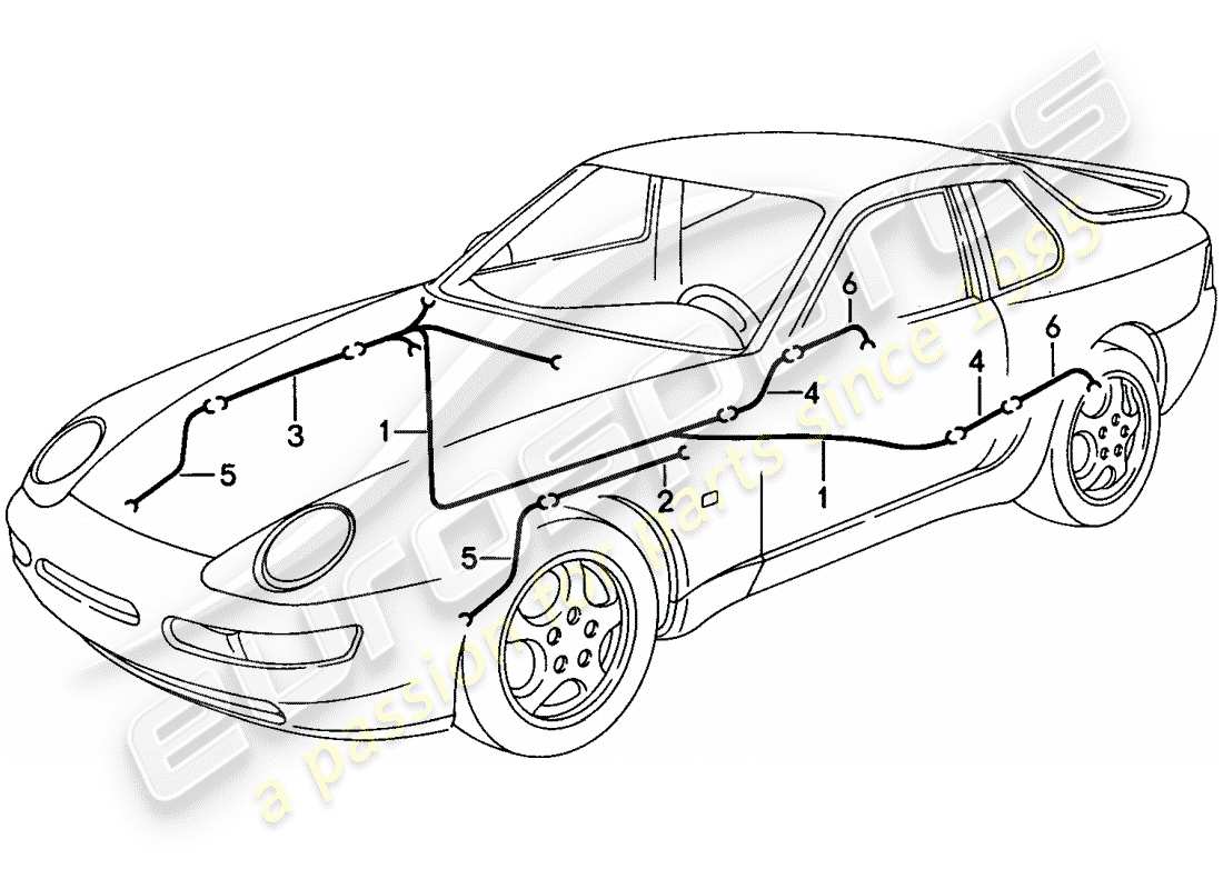 porsche 968 (1994) wiring harnesses - anti-locking brake syst. -abs- - brake pad wear indicator part diagram