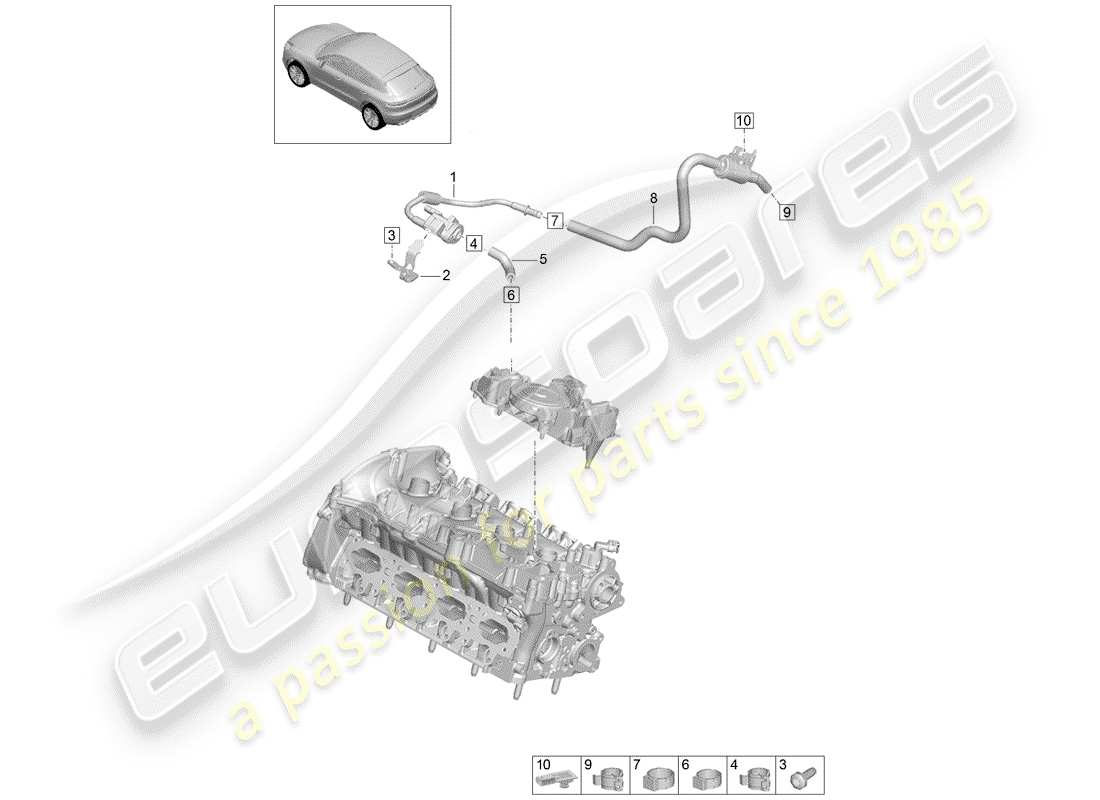 porsche macan (2020) breather line part diagram