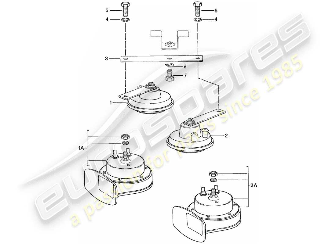 porsche 924 (1976) horn parts diagram