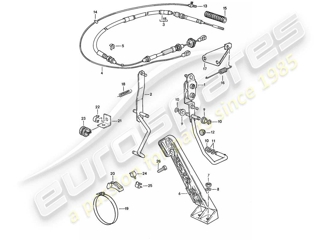 porsche 924s (1988) throttle control - for - automatic transmission part diagram