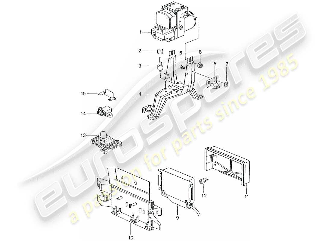 porsche 996 (2000) hydraulic unit - anti-locking brake syst. -abs- - sensor module part diagram